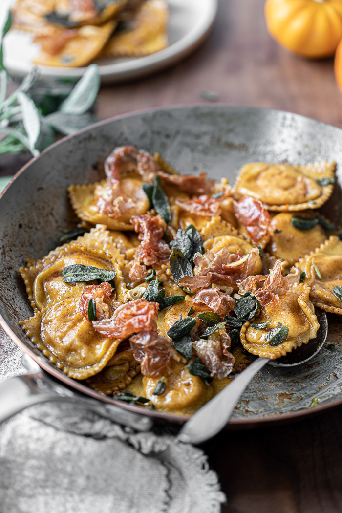 Pumpkin ricotta ravioli in Marsala sauce - Adventures in FoodieLand