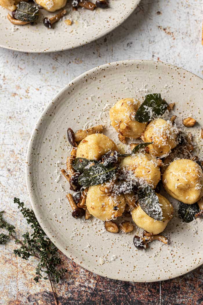 Ricotta Gnocchi with Herby Mushrooms and Sage Browned Butter