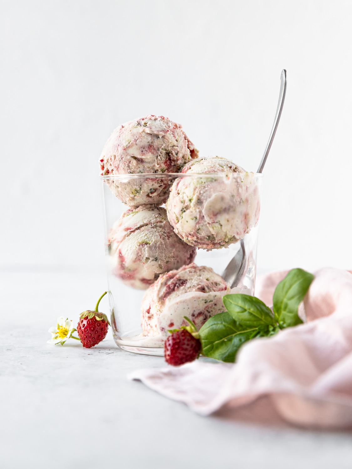 Roasted Strawberries Sweet Lime Basil Ice Cream